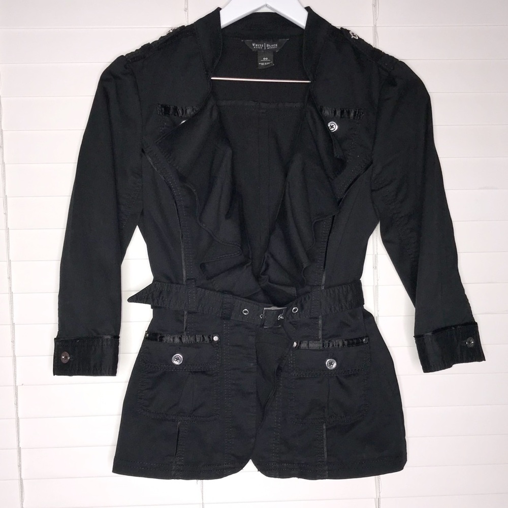 Whbm Ruffle Front Utility Jacket Hook Closure